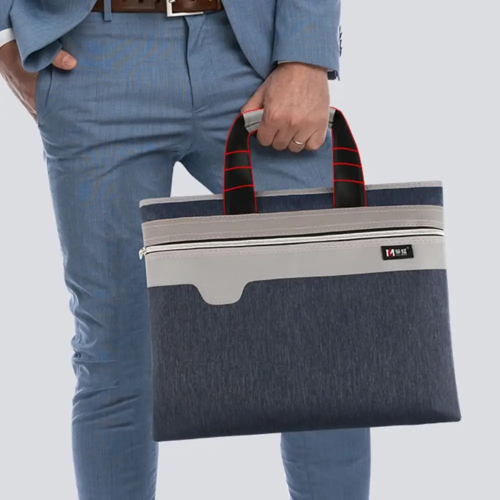 Borsa per documenti di grande capacità Organizzatore di carta in tessuto Oxford Valigetta da lavoro Cartella di file A4 con chiusura a cerniera impermeabile