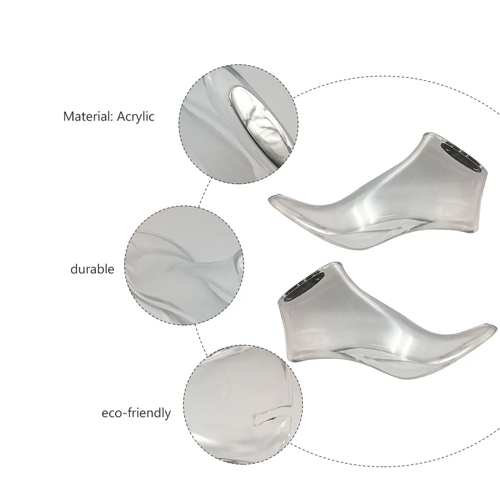 1Pair Transparent Acrylic High Heels Holder Shoe Display Stand for Boots Sandals Shape Retention Home Shop Hotel Use Lightweight