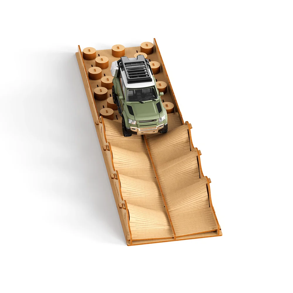 9imod rc escalada carro adereços de madeira ponte de prancha única 3d quebra-cabeça ponte de madeira gangorra pilha de madeira onda diy para 1/18 1/24 rc carro