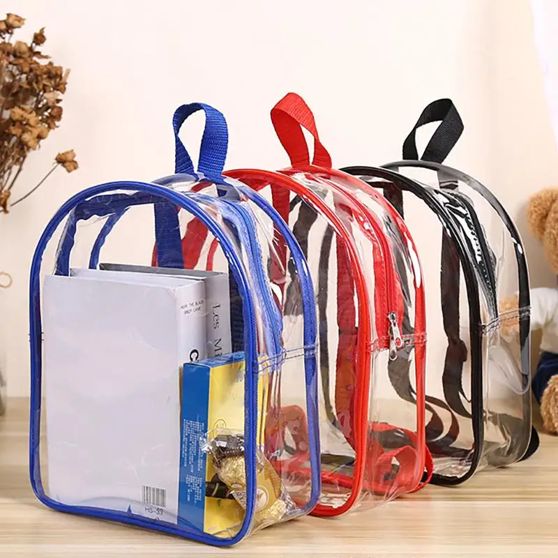 New PVC Children Backpack Double Shoulder Design Zipper Closure Storage Gift Bag Toy Storage Snack Storage Transparent Backpack