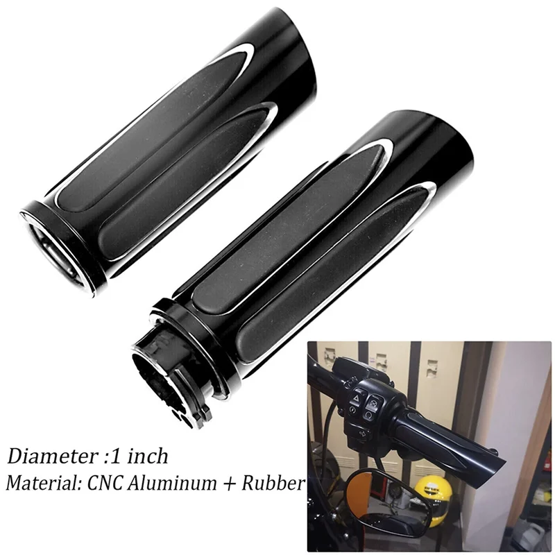 

AB56-Black Handlebar 1 Inch Hand Grips For Touring Road King Street Glide Softail Replacement