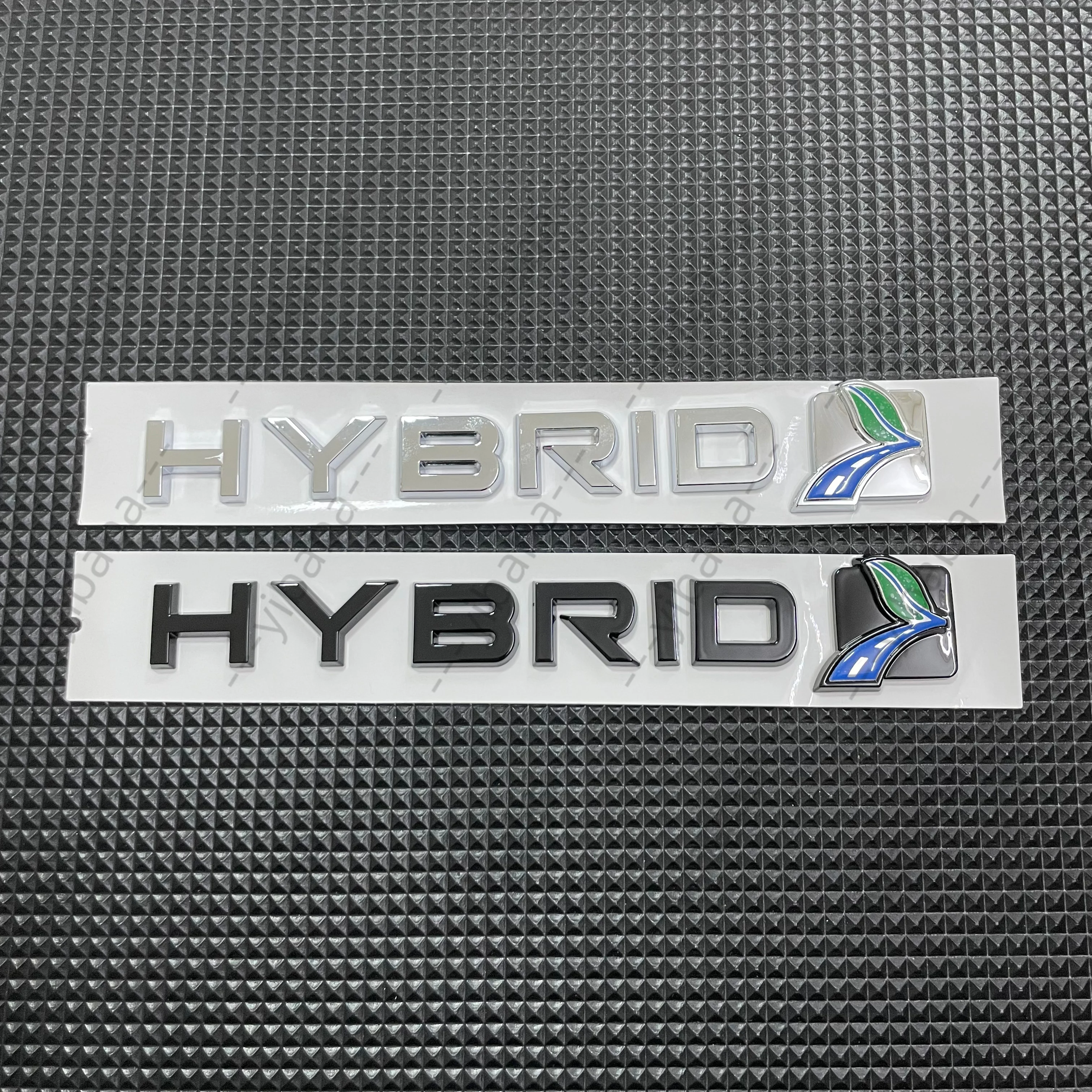 3D HYBRID Leaf Emblem Badge For Ford Hybrid Cars, Chrome Silver & Gloss Black ABS Side Fender Trunk Nameplate Sticker