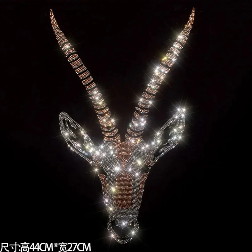 

Shiny antelope head fashion large cloth paste hot drill Sequin DIY clothes T-shirt decorative patch clothing accessories