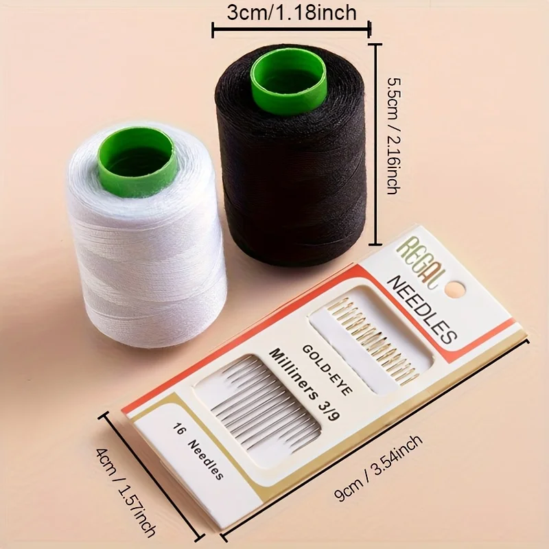 Home Sewing Thread Kit – DIY Hand Sewing Thread Kit for Mending Clothes, Includes Black and White Sewing Threads and Needles