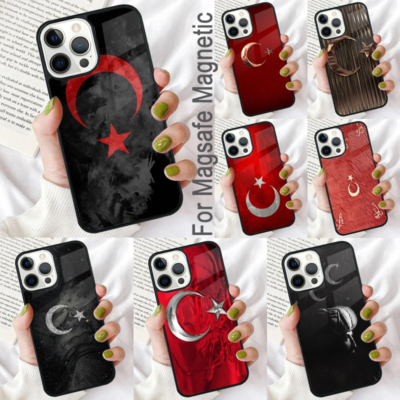 Flag of Turkey Istanbul Antalya mustafa Kemal Ataturk Magnetic Phone Case for iPhone 16 Promax 15 Pro 13 14 Plus 11 12 MagSafe