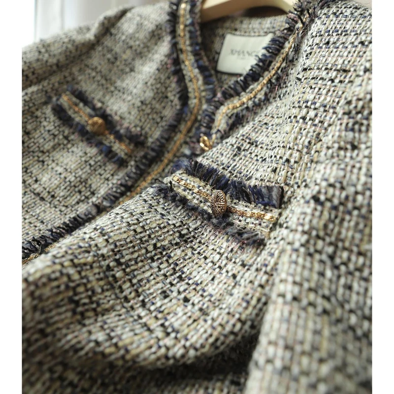 Spring Autumn Weave Clothes 2023 New Korean High Quality O-neck Tweed Coat Female Cardigan Wool Jackets Women Tops