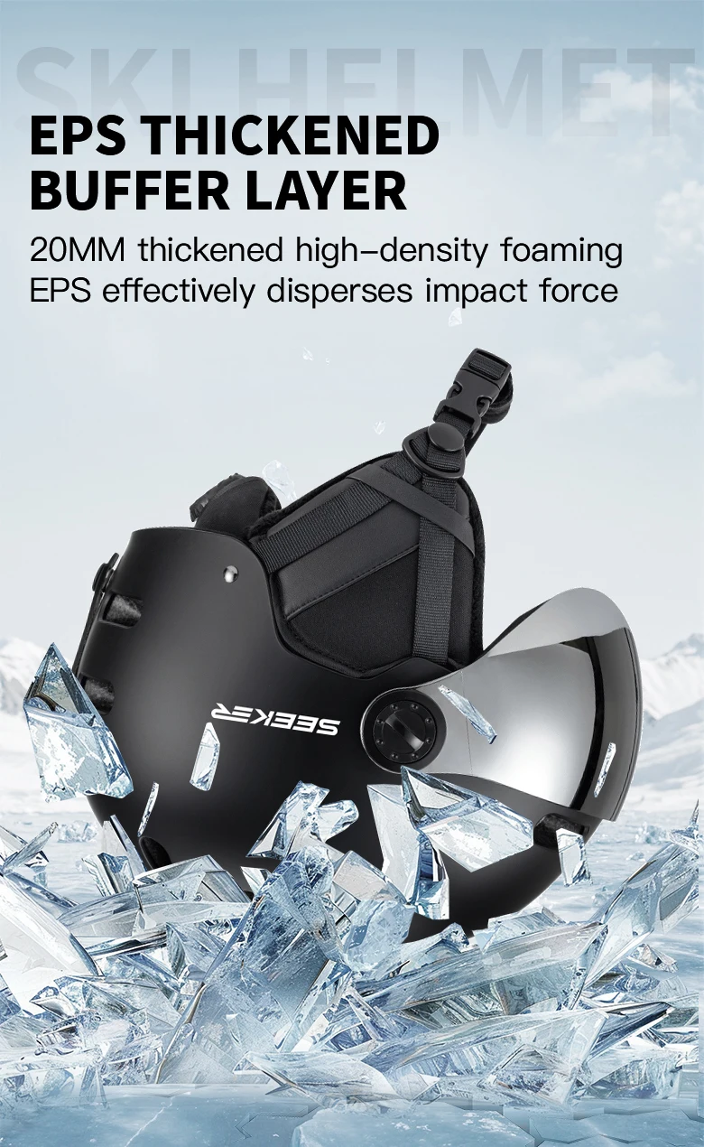 SEEKER Erwachsenen-Skihelm Unisex Ski-Antikollisions-Warmhelm für Wintersport Einbrett- und Doppelbrett-Skihelm mit Skibrille – Detail 6