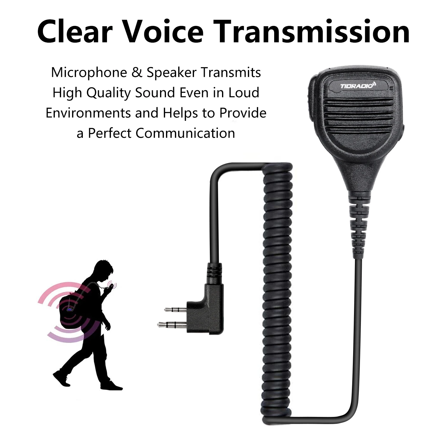 TIDRADIO TD-HM060 MIC Walkie Talkie Accessories Handheld Microphone MIC for UV-5R BF-888S UV-82 GT-3 UV-B2 BF-F8 UV-5RE
