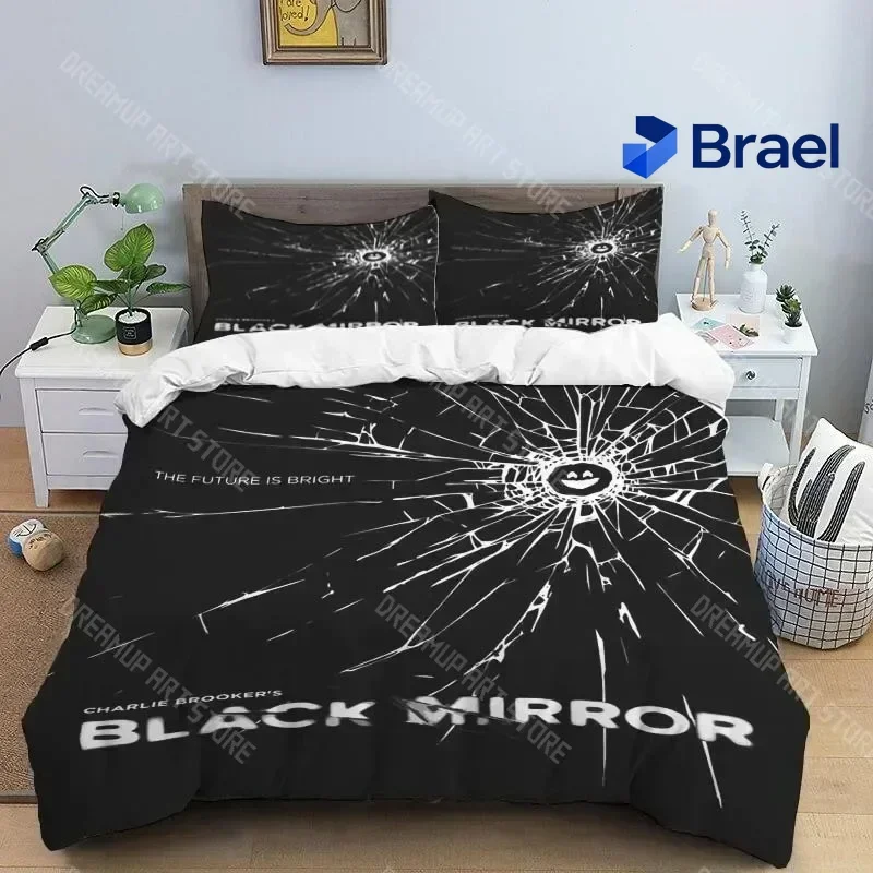 Exquisite 3D Print Fashion B-Black Mirror Bedding Set Boys Girls Twin Queen King Size Duvet Cover Pillowcase Bed Boys Adult Bedr