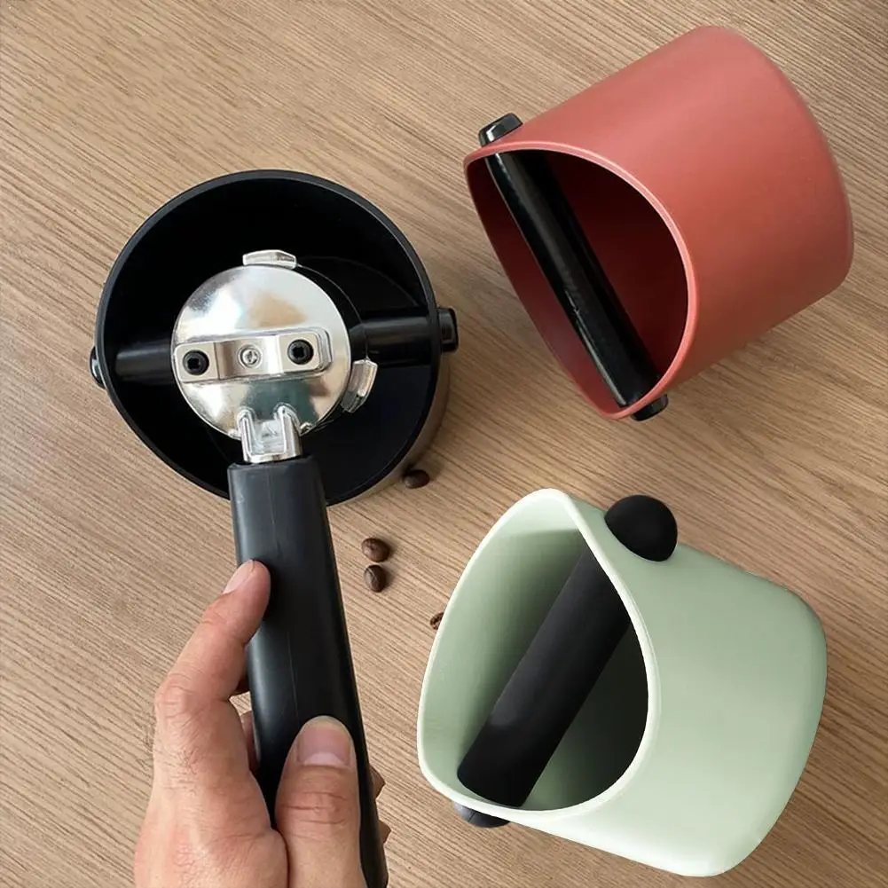 Contenedor de desecho de café absorbente de golpes, antideslizante, para posos de café, con barra de golpe removible, cesto para residuos de café molido