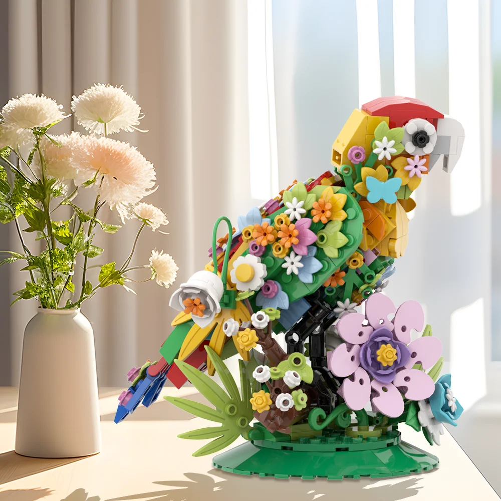 

MOC Flowers Brid Model Building Block Set DIY Creative Animal Ornaments Decorative Assembled Brick Toys Children's Birthday Gift