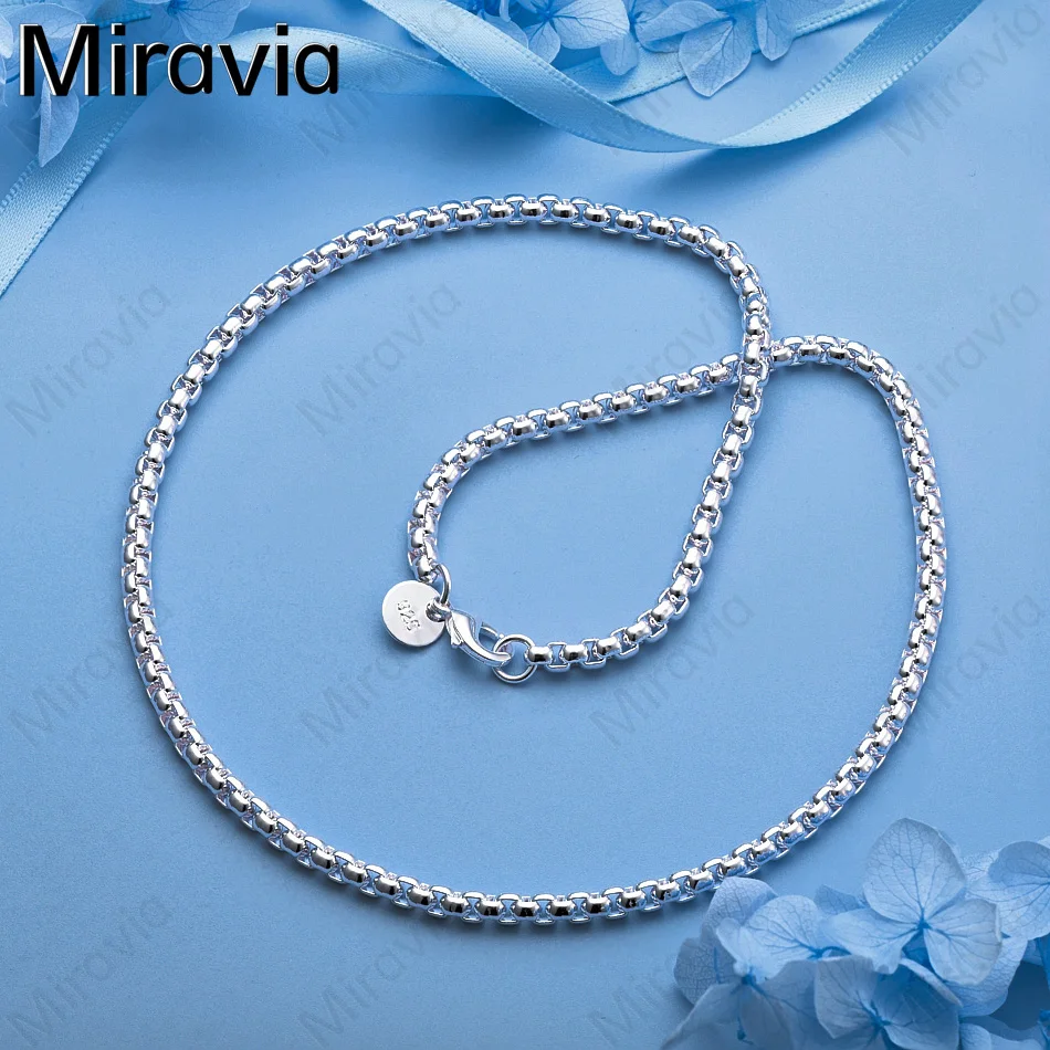 

Miravia 925 Sterling Silver 4mm Smooth Round Box Chain Shrimp Buckle Necklace Commuting Accessories Christmas Gift Jewelry
