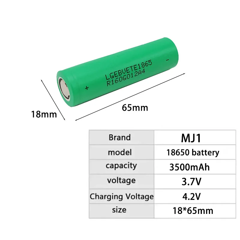 VTET new 18650 lithium battery 3500mAh 3.7v 25A INR18650 MJ1 high-power electric tool battery 18650 rechargeable battery+charger