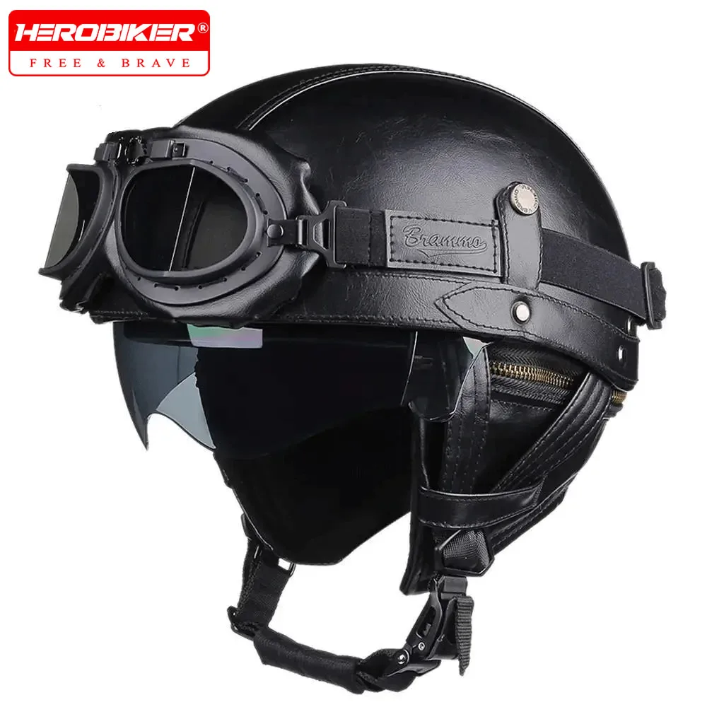 Off-road Road Helmet New Riding Protection Outdoor Retro Commuter Motorcycle Safety Helmet Motorcycle Vintage Half DOT Helmet