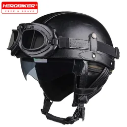 Casco de seguridad para motocicleta todoterreno, protección de conducción al aire libre, Retro, medio punto, Vintage