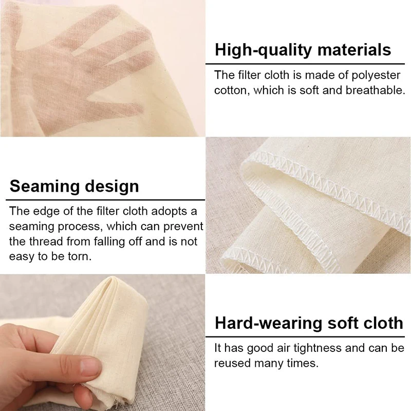 Reusable Cotton Filter Cheesecloth, Antibacterial, Breathable, Cotton Cloth for Filtering Milk, Coffee, Cheese, Multi S