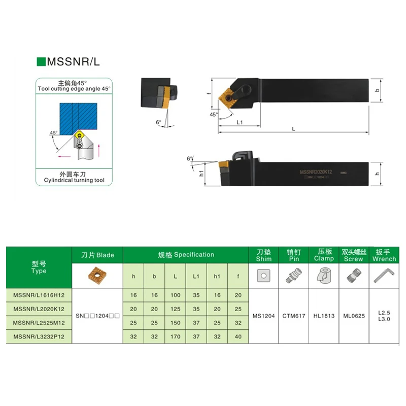 MSSNR1616H12 MSSNR2020K12 MSSNR2525M12 MSSNR3232P12 держатель внешнего токарного инструмента Расточная штанга режущие аксессуары токарный станок с ЧПУ