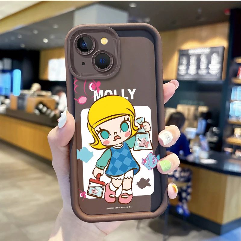 Cute P-Pop M-Mart M-Molly Soft Case for iPhone16 15 14 13 12 11 Pro Max 16 15 14 8 7 Plus X XS Max 8 7 Silicone Shockproof Cover