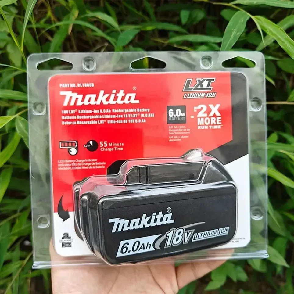 100% Original Makita Rechargeable Power Tool Battery, Replaceable LED Lithium-ion, 6.0Ah 18V LXT BL1860B BL1860BL1850 BL1830