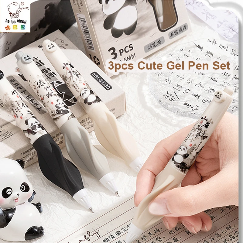 

3 шт., набор гелевых чернильных ручек с забавными животными, эргономичная ручка, без размазывания, гладкое письмо, быстросохнущие чернила, черные ручки, школьный офис, инструмент для заметок