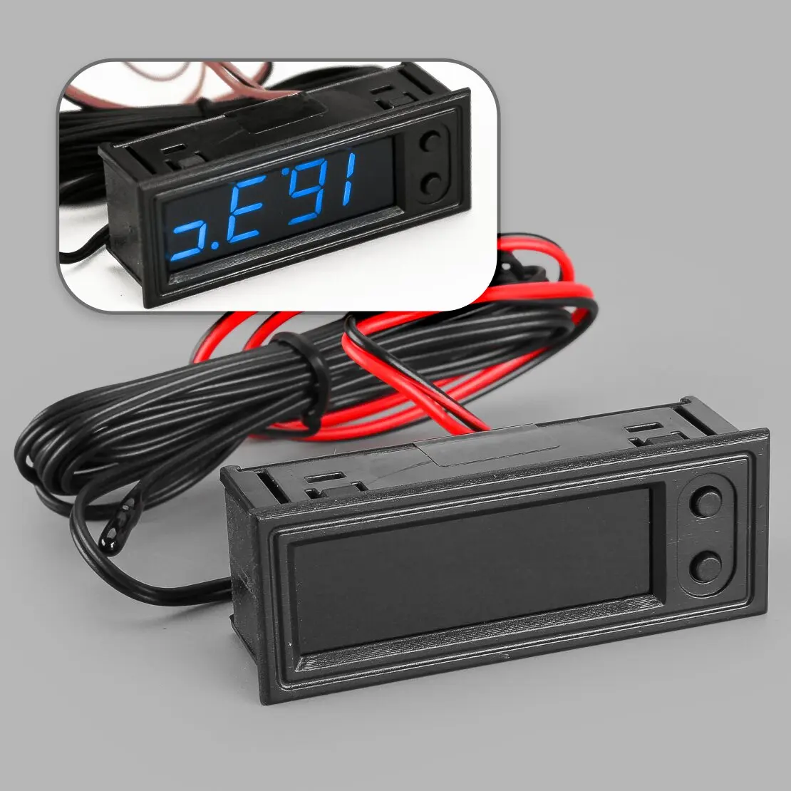 Universal 12V 3-in-1 Car Vehicle Thermometer + Voltmeter + Clock Blue LED Digital Display Module