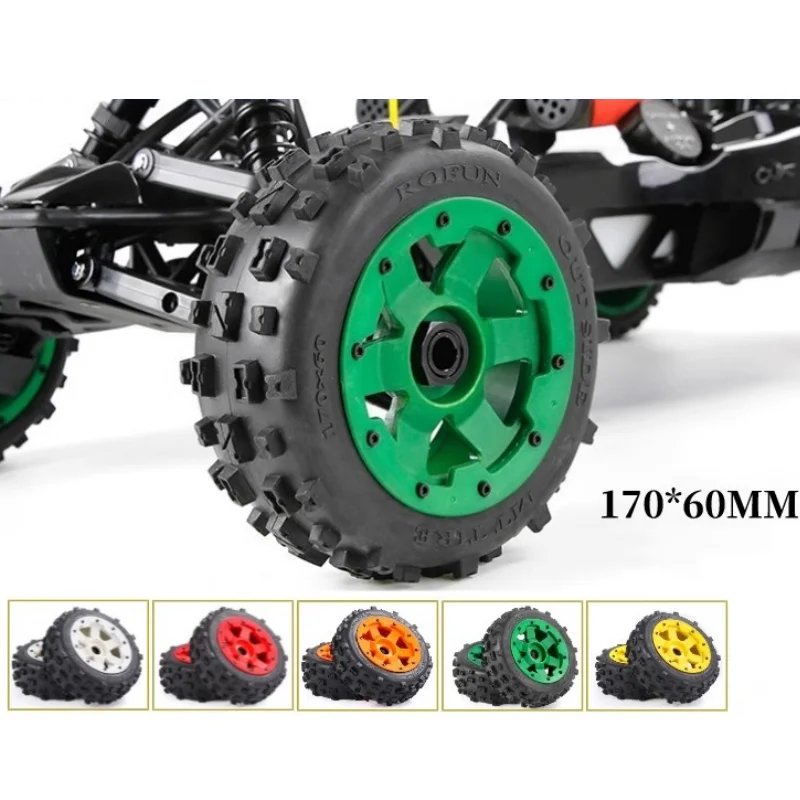 1/5 Scale Baja 5B Buggy Front Knobby Bowtie Tires on Rims