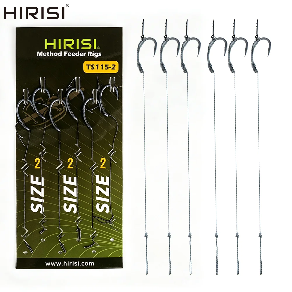 Hirisi TS115 6 Stück Vorgefertigte Hakenleinen für Karpfen- und Feederangeln, Langlebige Vorgefertigte Rigs, Angelzubehör
