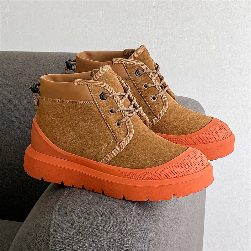 

New Winter men boots Slippers Warm Men Shoes Waterproof Non-Slip Plush Sneakers Male Leather Boots size obuwie robocze