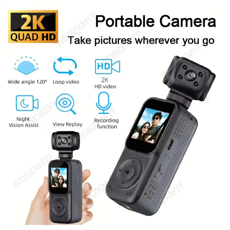 2025 NEW Handheld Sports Pocket Camera 2K QHD Display 270° Rotatable WIFI Control Video Recorder Motion Camera