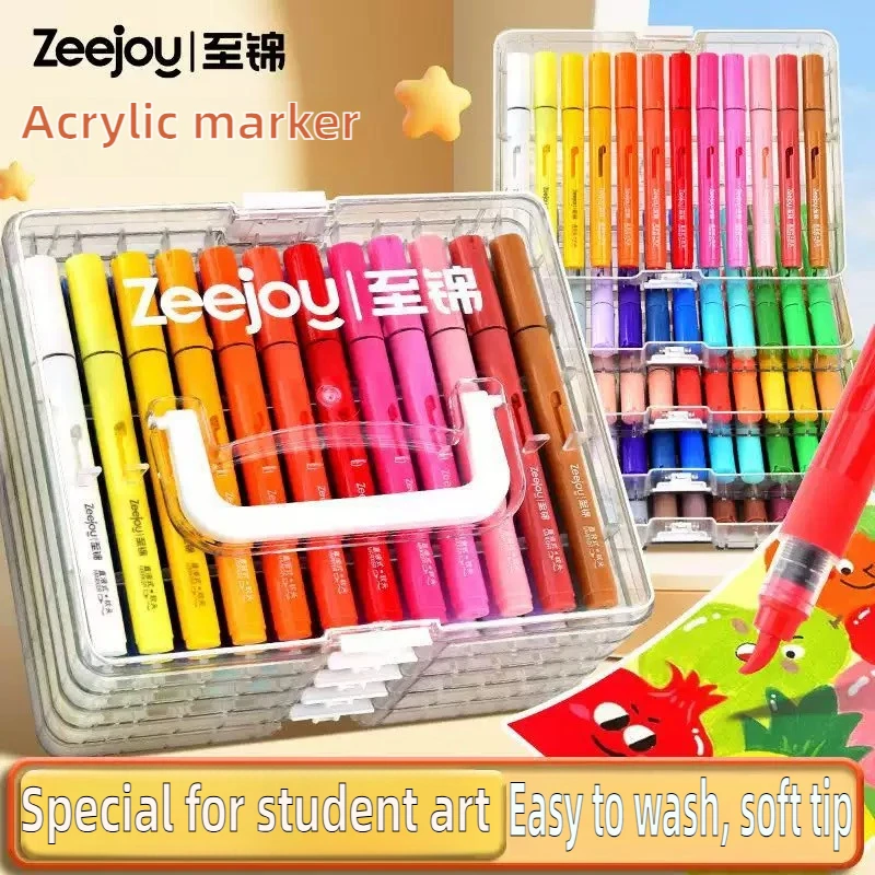 ZEEJOY 84/1 Colors Acrylic Markers Soft Brush Tip Paint Pen for Fabric Rock Painting Stationery Art School Office Supplies