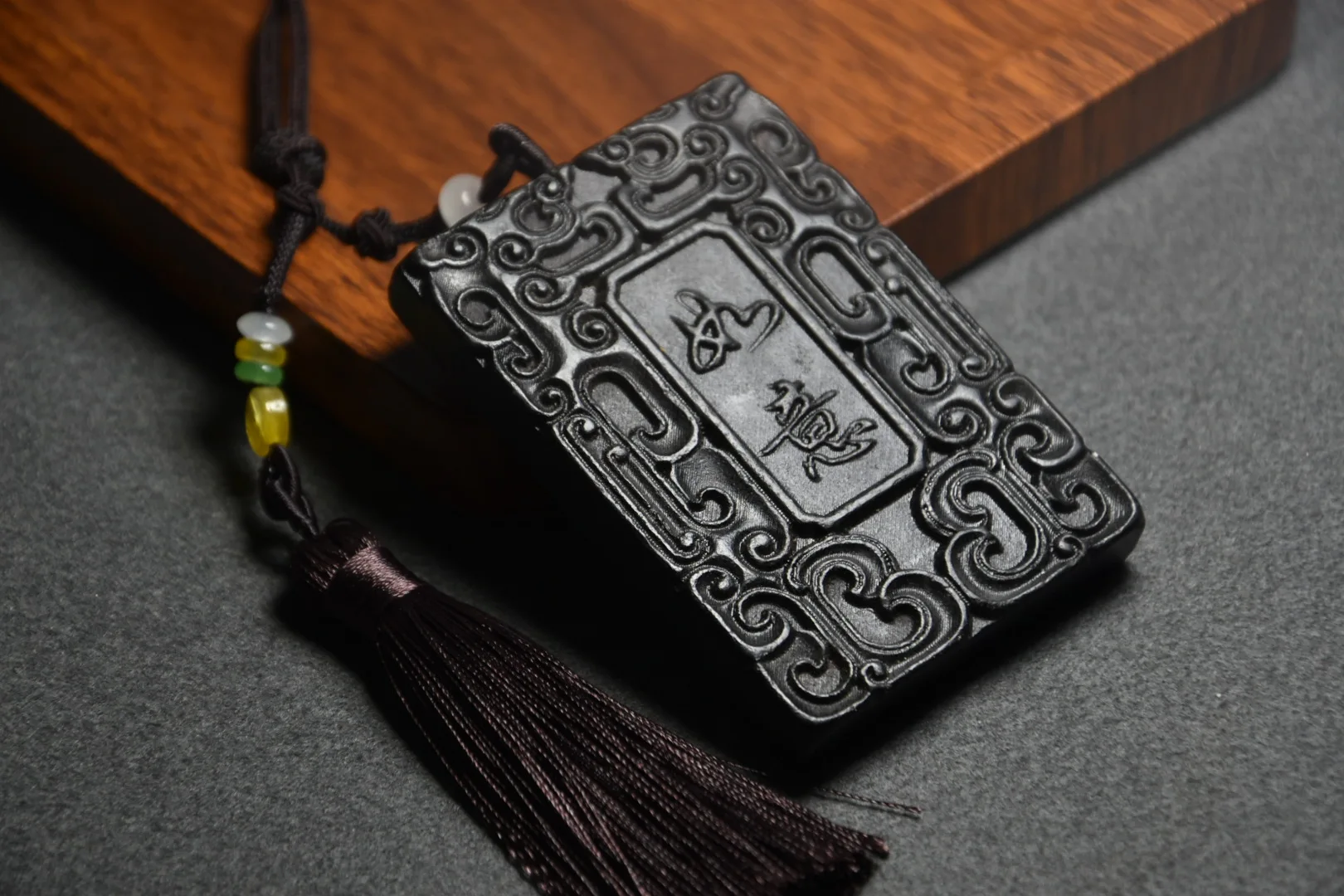 Red Mountain Culture Ancient Chinese Character Ruyi Pendant - Meteorite Home Decor Sculpture Collectible (No String Included)