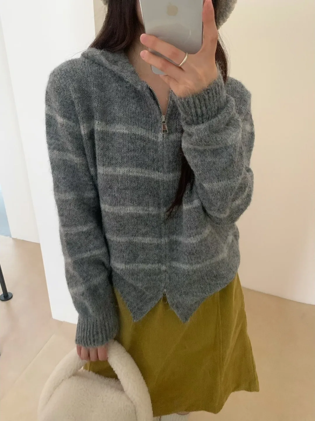 Casual Style Women's Knitted Hat Sweater Outerwear Stripe Pattern Loose Fit Spring Autumn Winter Soft Acrylic Blend Long Sleeve