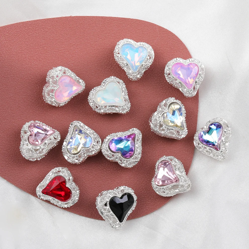 

Сердечный дизайн 40 шт. 19*20 мм DIY необычные бусины/ручная работа/ювелирные аксессуары/эффект горного хрусталя/форма сердца/бусины из сплава # 18304