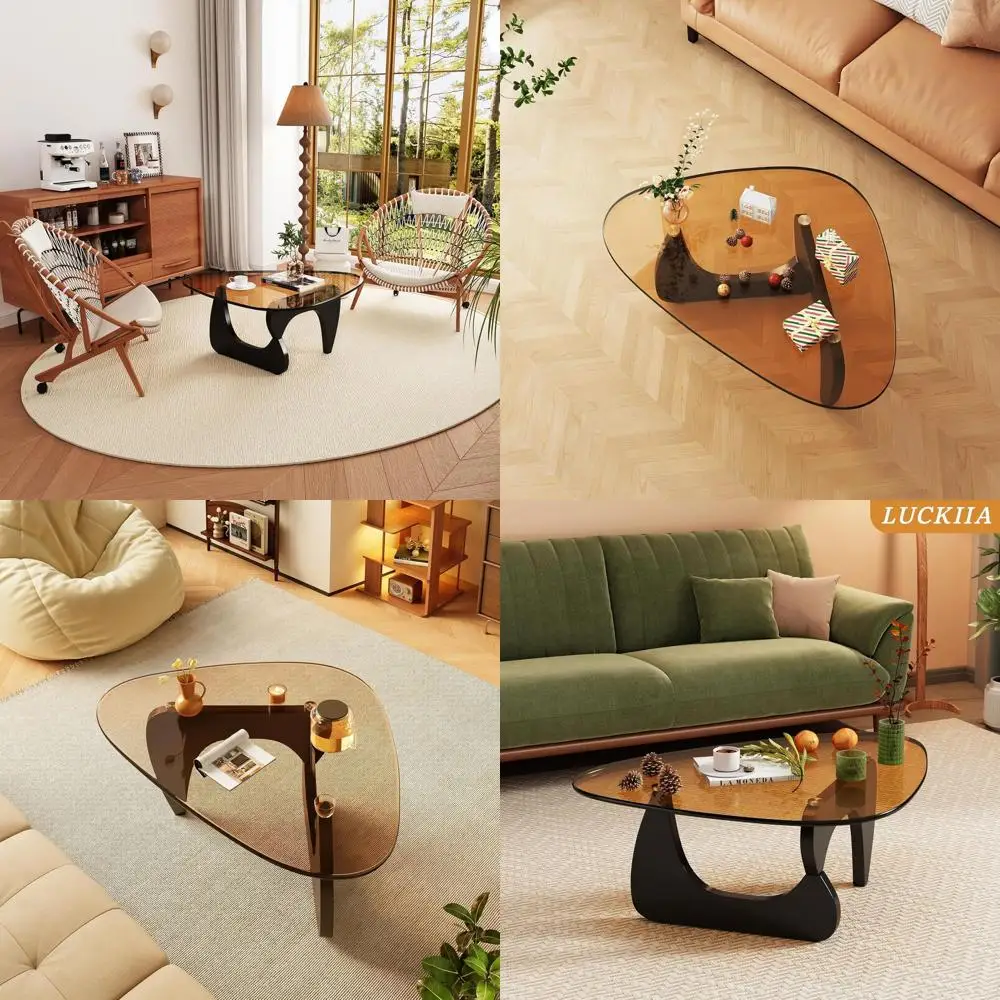 

Small Glass Coffee Table for Living Room, Modern Wooden, Black/Brown, 32 Inches