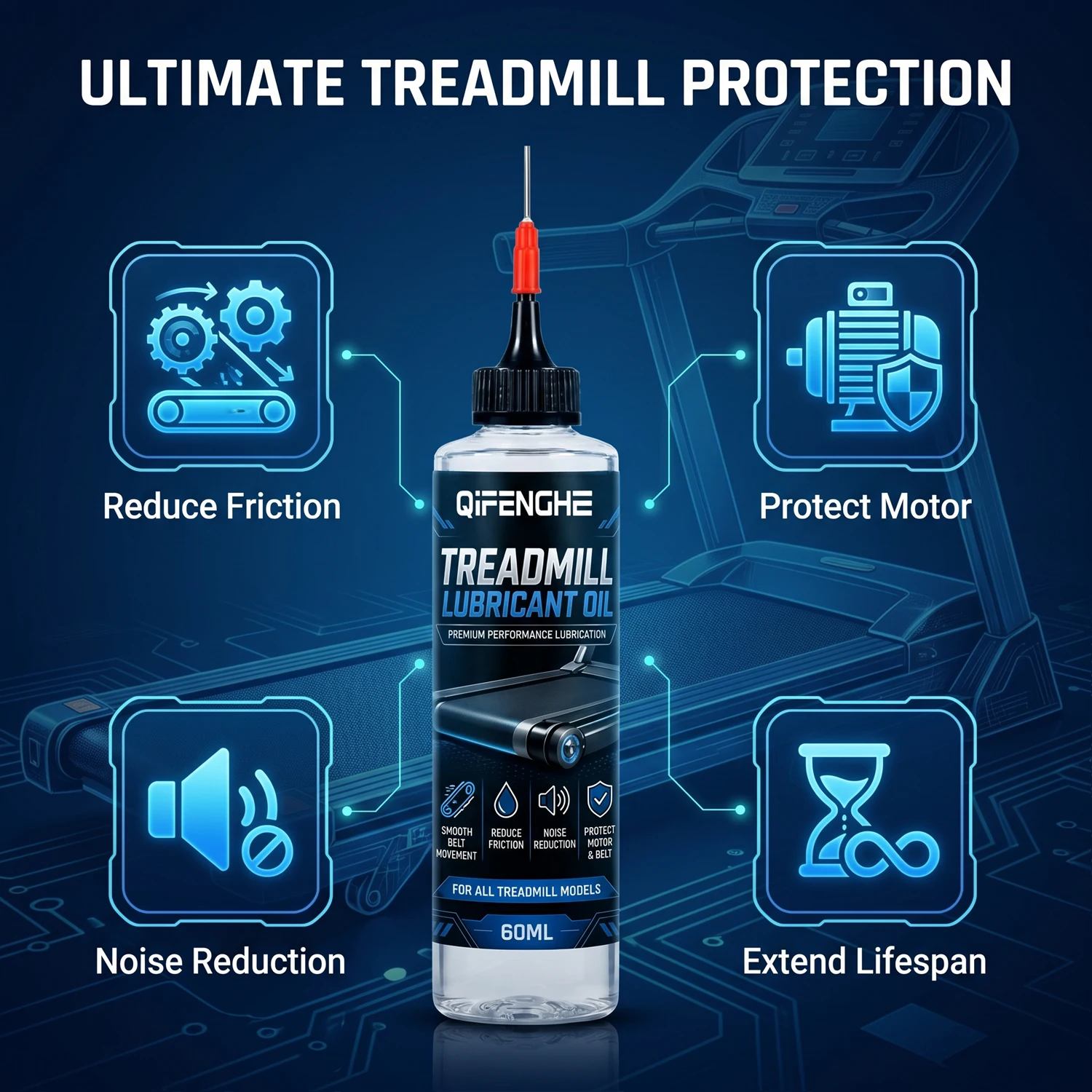 Treadmill Lubricant Oil 60ml Precision Needle Tip Silicone Lubricating Oil, No Disassembly Required, Universal Lubricant for Al