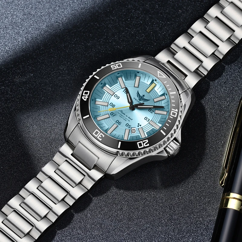 YELANG Automatic Mens Green Water Ghost Watches H3 T100 Self Luminous Wristwatch Waterproof 300m Turning Ceramic Bezel V1032