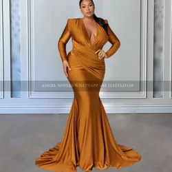 Customized Long Sleeves Plus Size Burnt Orange Mermaid Bridesmaid Dresses Bride Maids Gowns vestidos de fiestas elegantes muje