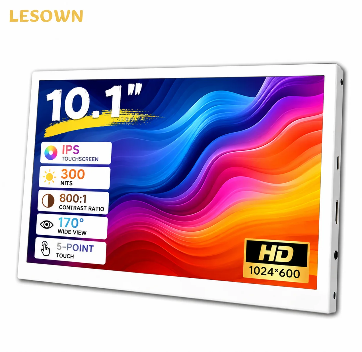 LESOWN Portable Maker DIY Display 10.1inch 60Hz Metal Secondary Panel HDTV External Screen for Raspberry Pi 5 Unit Rig