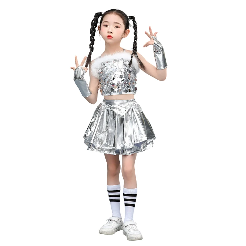 Jazz-Tanz-Performance-Outfits für Kinder – Pailletten-Laufsteg-Street-Dance-Kostüme für Jungen und Mädchen, Tanzkostüm, Kpop-Outfit