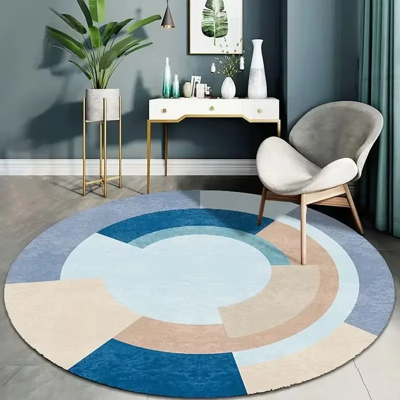 VIKAMA Two-Tone Round Area Rug for the Living Room, Next to the Sofa, for a Relaxing Corner—Non-Slip and Washable Home Decor