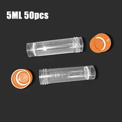 Tube de conservation en plastique transparent, tube de centrifugeuse debout, tube indispensable, échantillon HI, 5ml, 50 pièces par sac