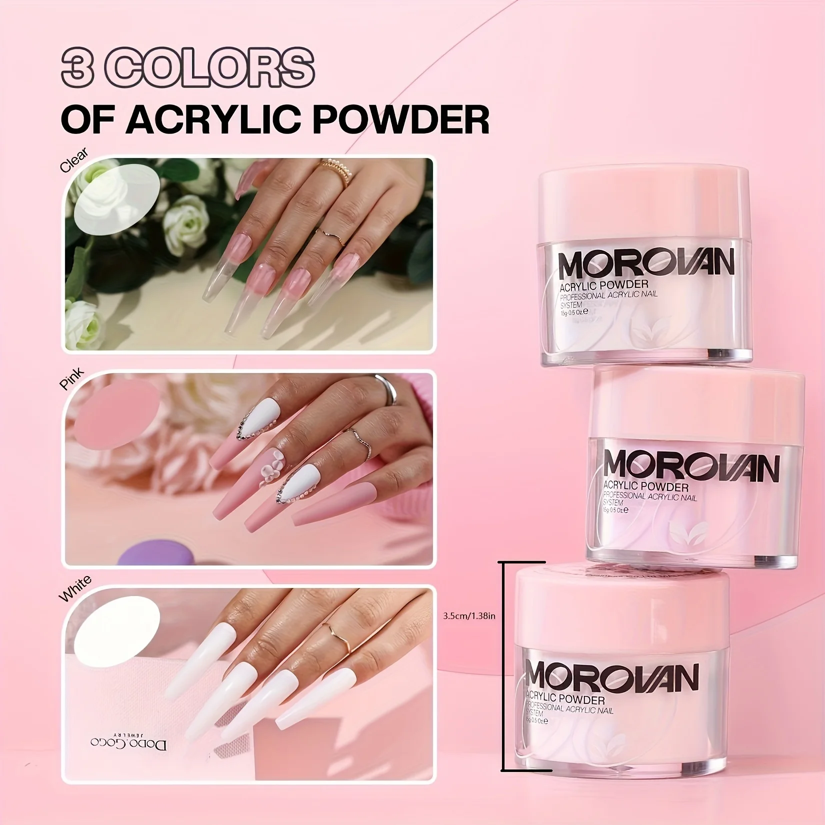 Ensemble d'amélioration des ongles en acrylique Morovan: poudre acrylique blanche rose transparente et ensemble de liquide professionnel, adapté aux ongles DIY