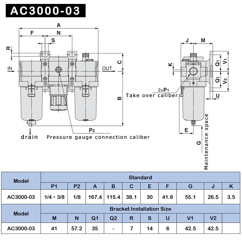 AC2000-02 AC3000-03D AC4000-04D prosesor udara sumber udara kompresor Filter Bantuan Katup Sanlian potongan pemisah minyak