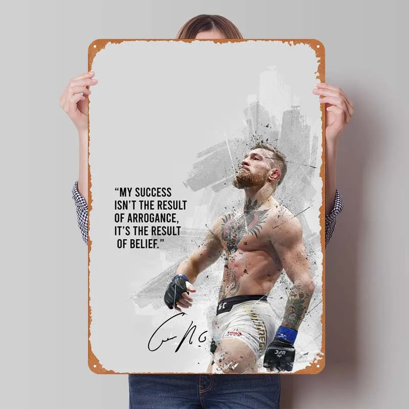 Conor McGregor Sign Boxing Poster Decoration for Home Decor Retro Metal Tin Sign for Bedroom Garage Man Cave Wall Decoration