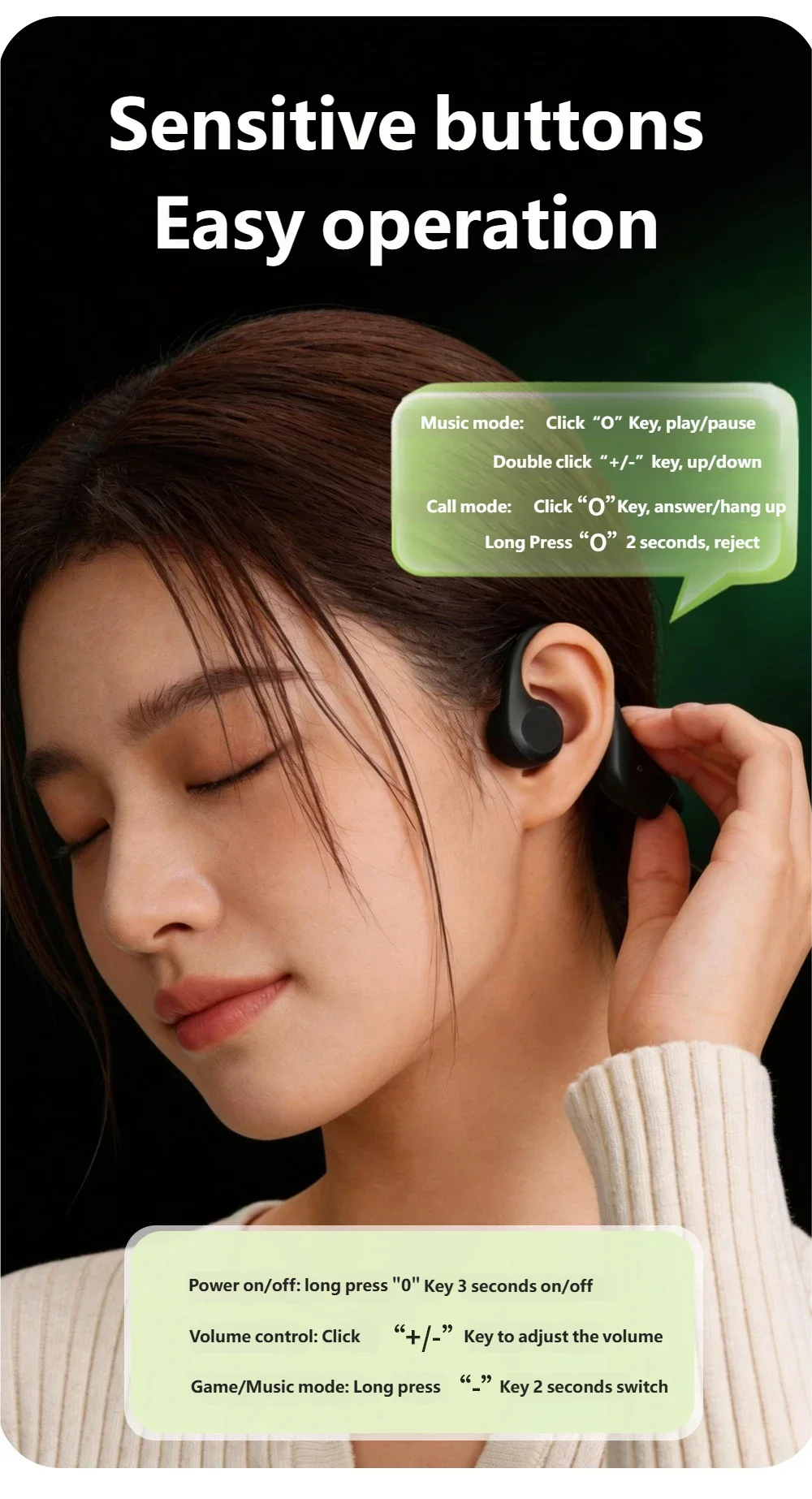 Original Acer OHR709 Knochenleitungs-Kopfhörer Bluetooth 5.4 Kabelloses Headset Wasserdichte Ohrbügel-Sportkopfhörer mit Mikrofon – Detail 8