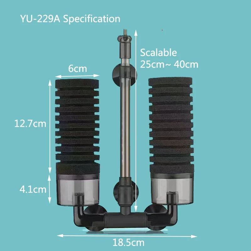 NONE Neuer Aquariumfilter für Aquarium, Luftpumpe, Skimmer, biochemischer Schwammfilter, Aquarium-Bio-Filter, Filtro Aquario 5
