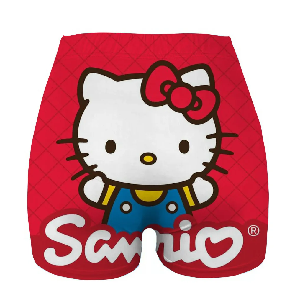 مرحبا كيتي طباعة اللياقة البدنية السراويل الإناث ضيق ركوب الدراجات اليوغا تنفس السراويل الرياضية عالية الخصر #4