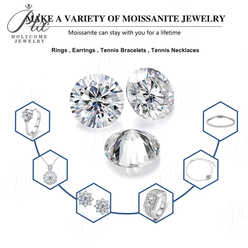 0.1ct-13ct مويسانيتي حجر فضفاض شكل دائري D اللون 8 قلوب و 8 سهام قطع VVS1 وضوح مع شهادة GRA لصنع المجوهرات