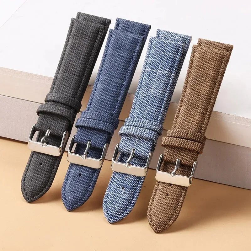 10/12/14/16/18/20/22mm Denim Nylon Watch Straps Canvas Soft Watchband Men Women Sport Universal Bracelets Vintage Wristband Belt