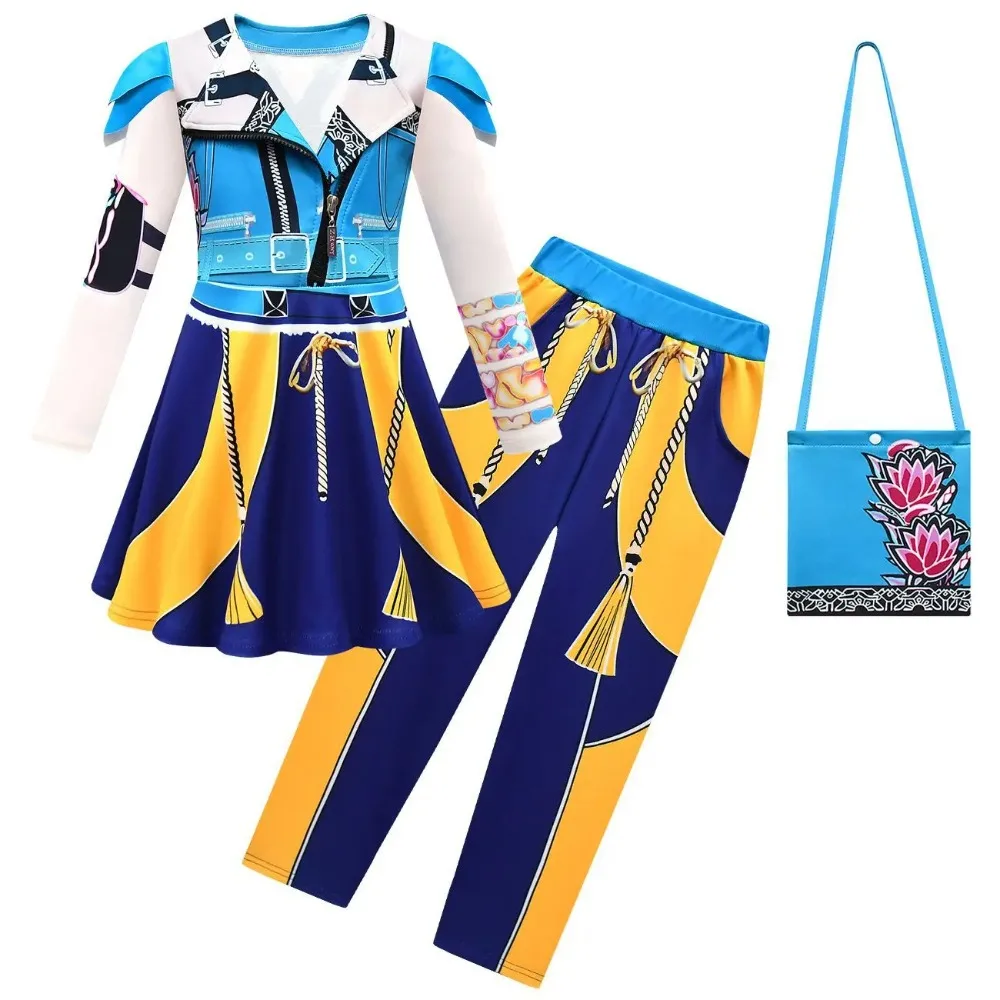 

3pcs Kids Demon Hunter of KPop Rumi Zoey Mira Cosplay Dress Costume Bags Child Girls Roleplay Clothing Halloween Party Suits